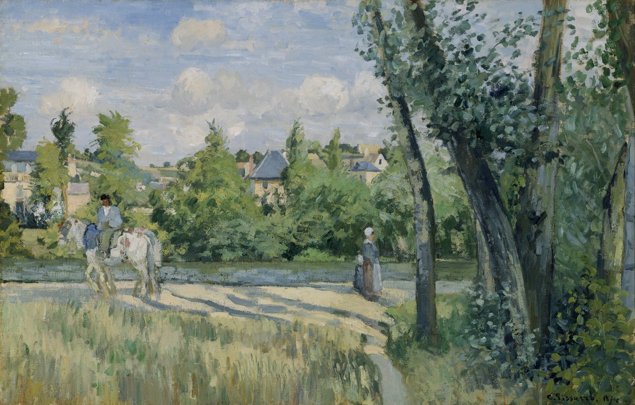 Sollys på veien, Pontoise av Camille Jacob Pissarro