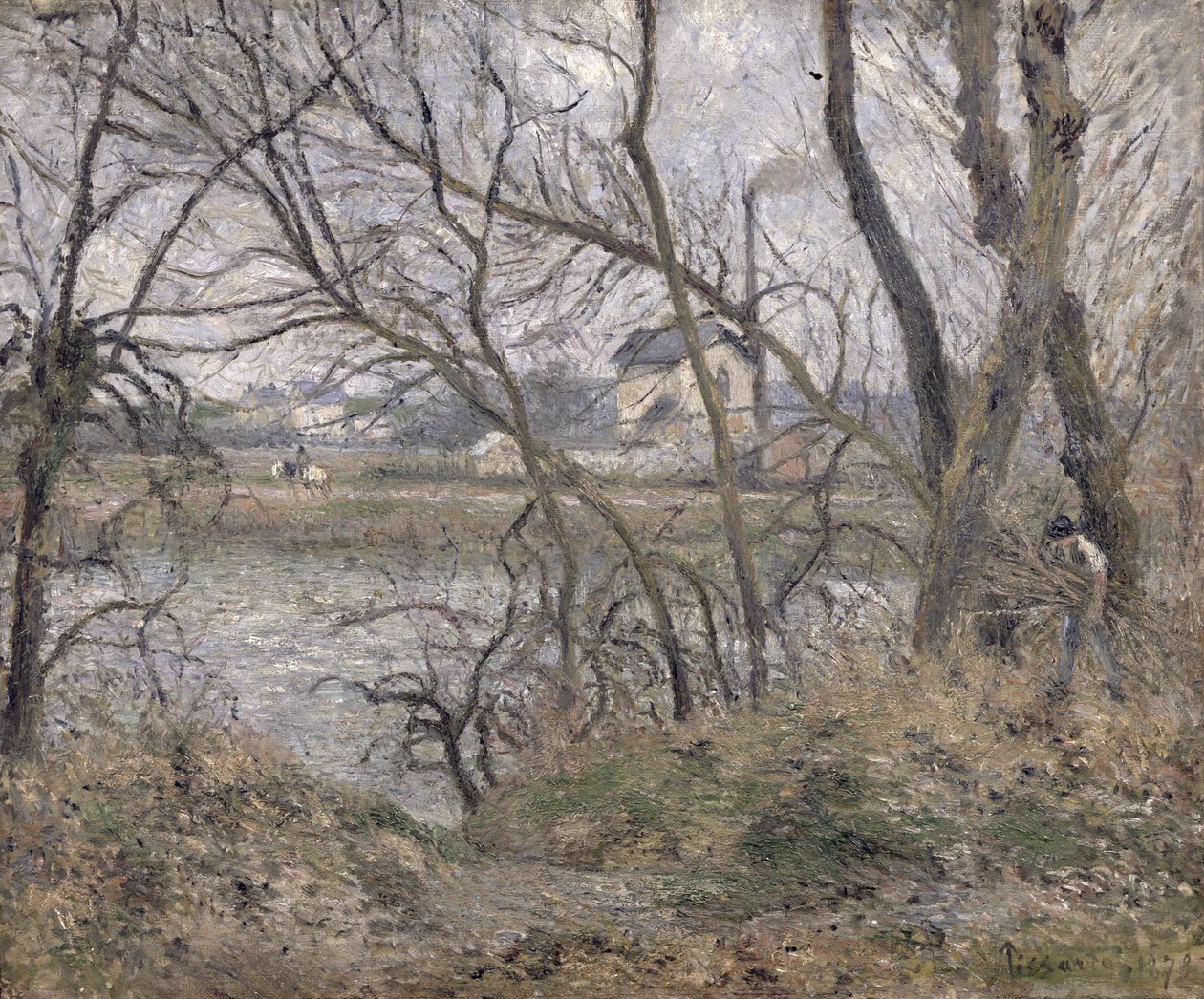 The Banks of the Oise, nær Pontoise, Cloudy Weather, 1878 av Camille Jacob Pissarro