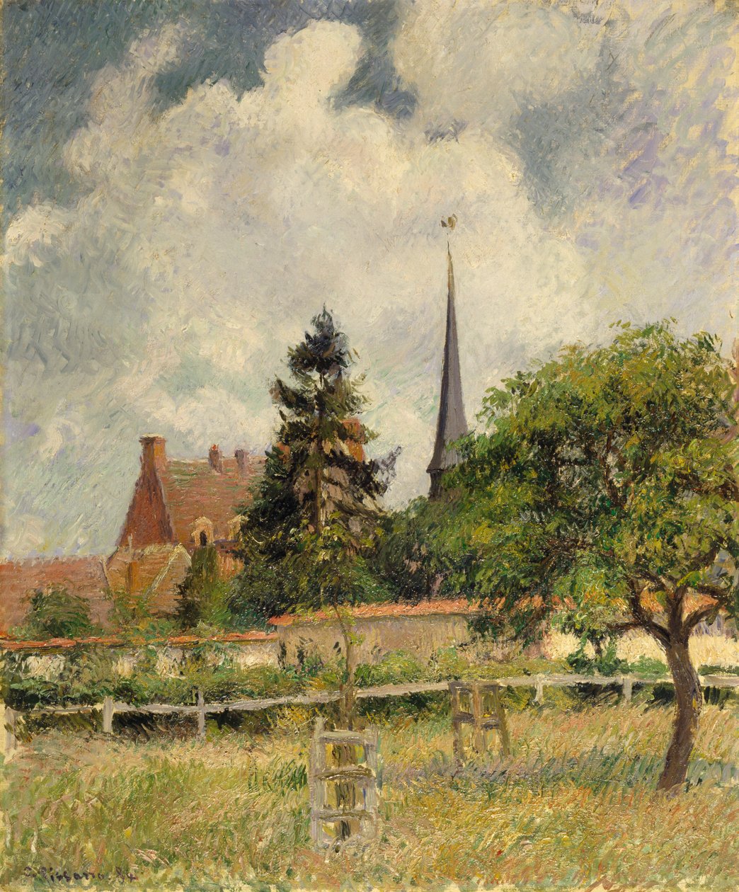 Kirken i Eragny av Camille Jacob Pissarro