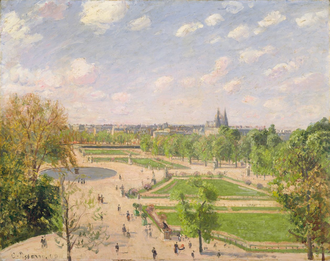 Tuileriernes hage en vårmorgen av Camille Jacob Pissarro