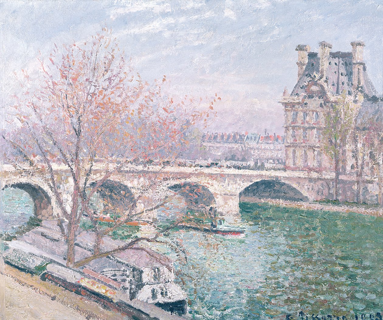 The Pont-Royal og Pavillon de Flore, 1903 (olje på lerret av Camille Jacob Pissarro