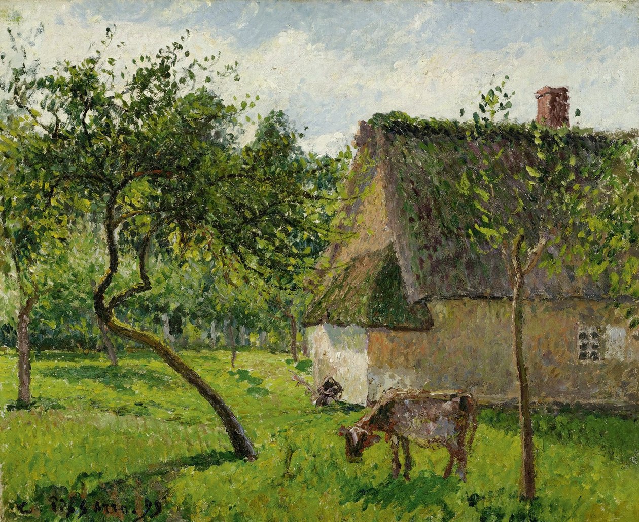 Frukthage i Varengeville med ku av Camille Jacob Pissarro