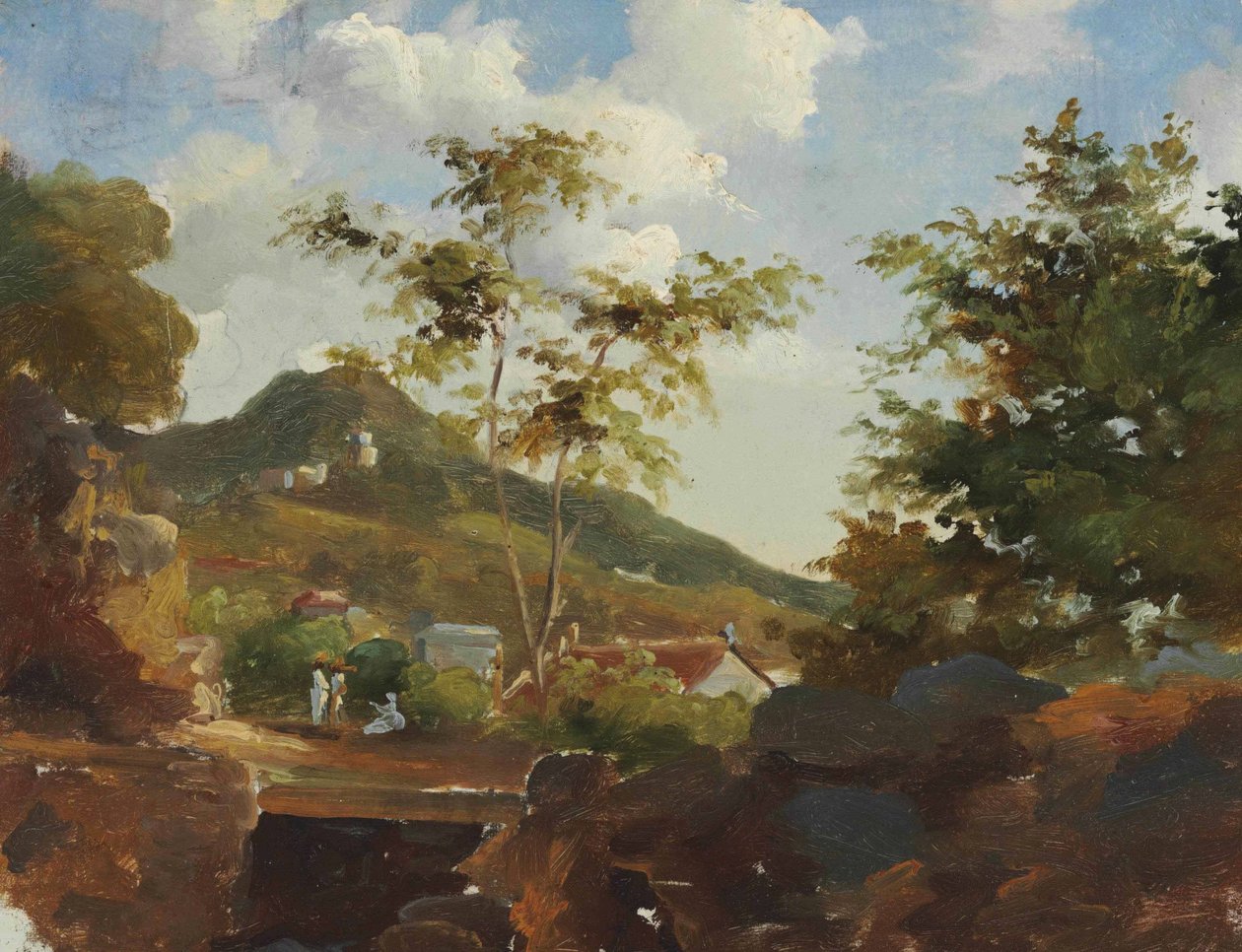 Landsby ved foten av sanddynen av Camille Jacob Pissarro