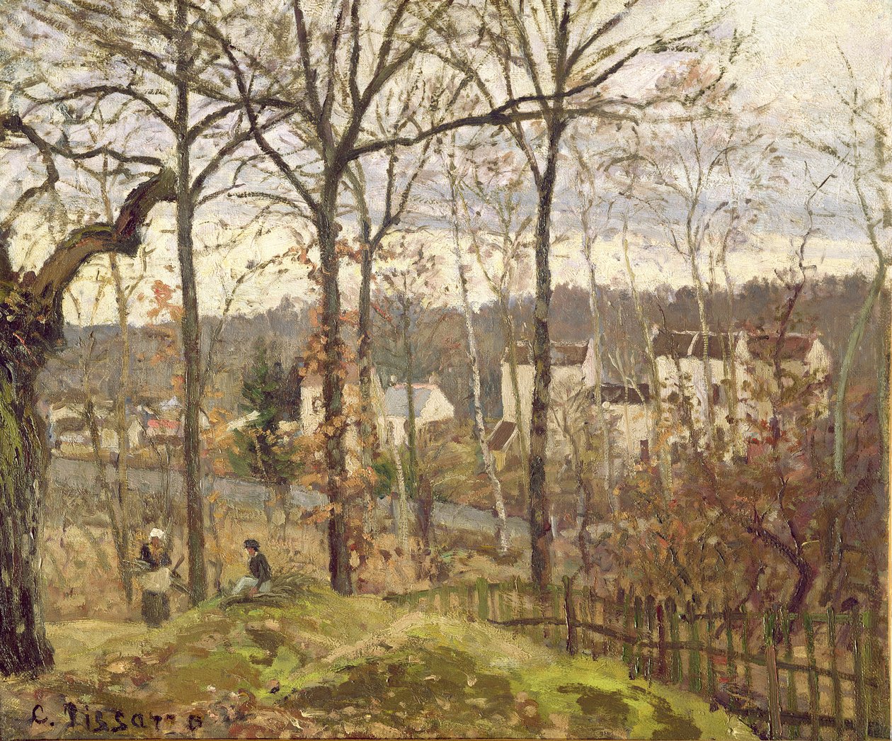 Vinterlandskap ved Louveciennes, ca. 1870 av Camille Jacob Pissarro