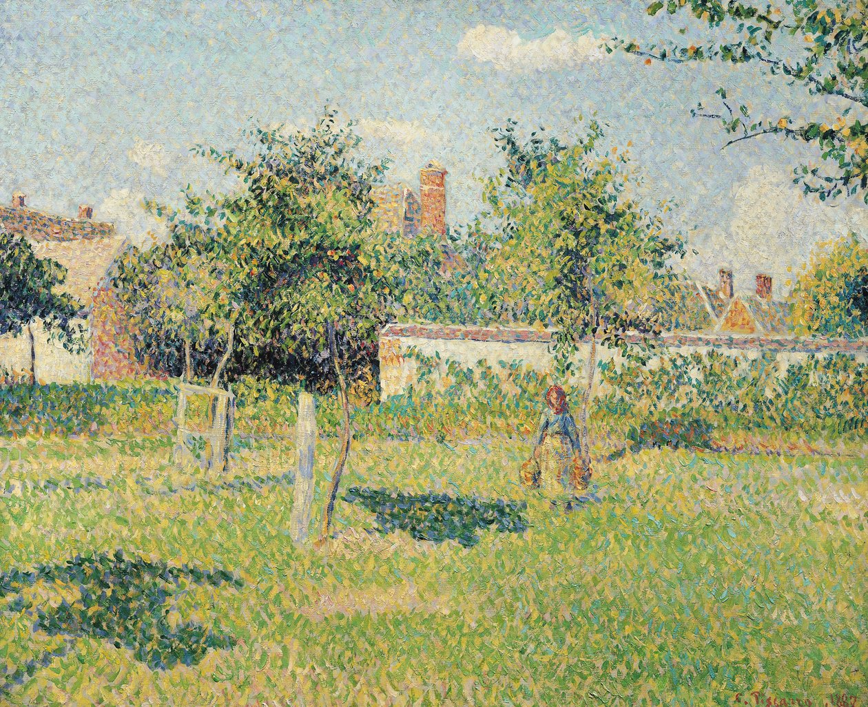 Kvinne i engen i Eragny, våren 1887 av Camille Jacob Pissarro