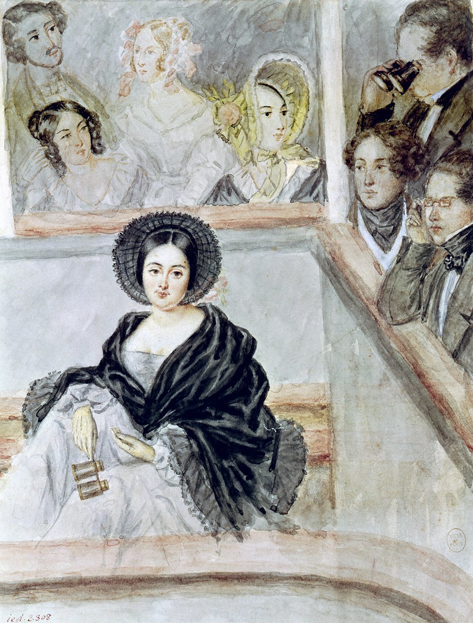 Marie Duplessis (1824-47) ved teatret av Camille Joseph Etienne Roqueplan