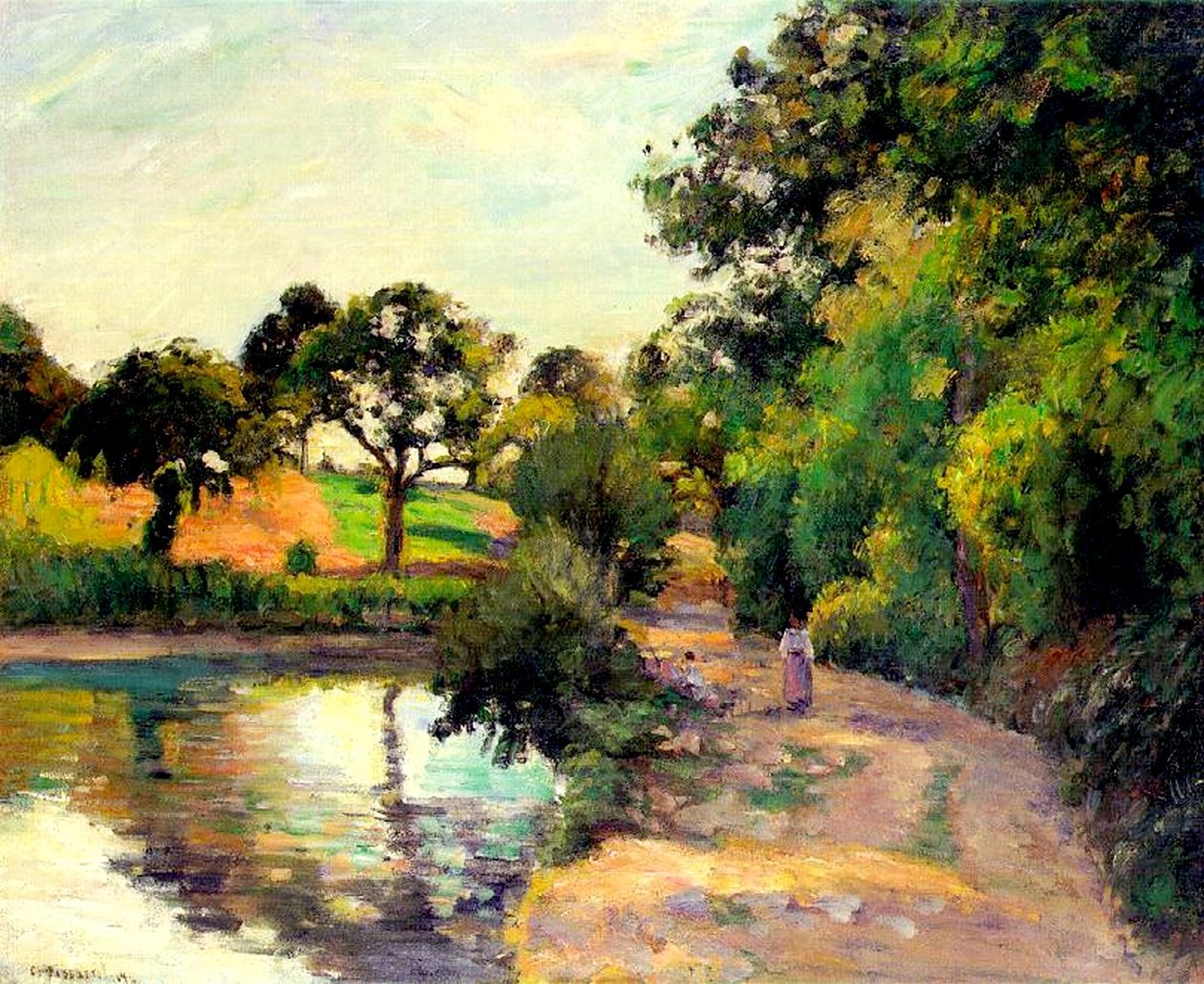 En dam ved Montfoucault, 1874 av Camille Jacob Pissarro
