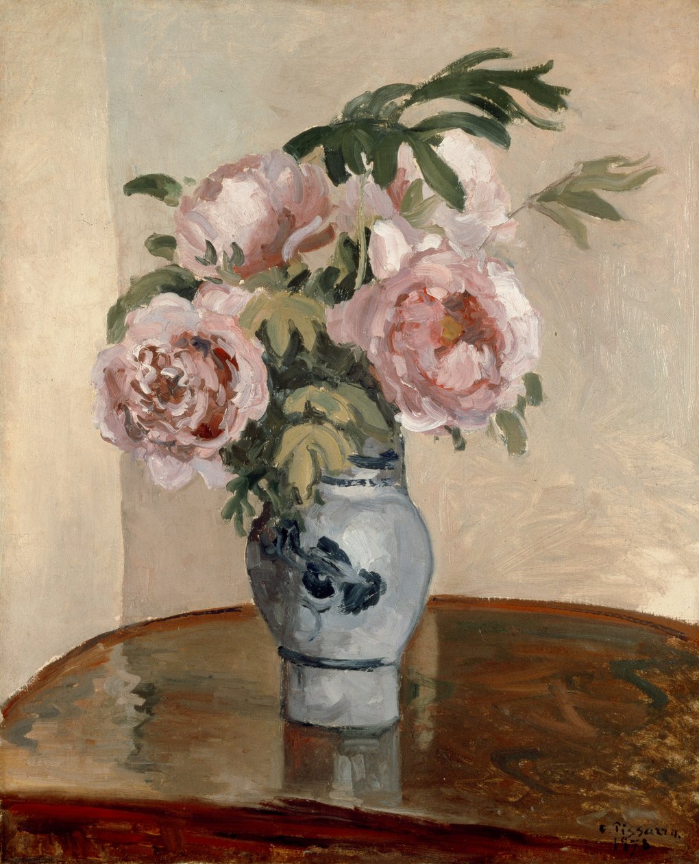 En vase med peoner, 1875 av Camille Jacob Pissarro