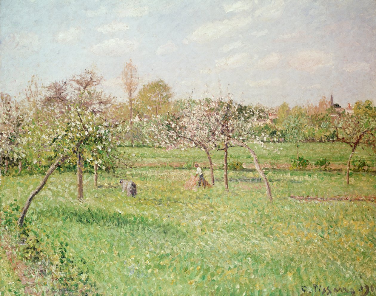 Epletrær ved Gragny, ettermiddagssol, 1900 av Camille Jacob Pissarro