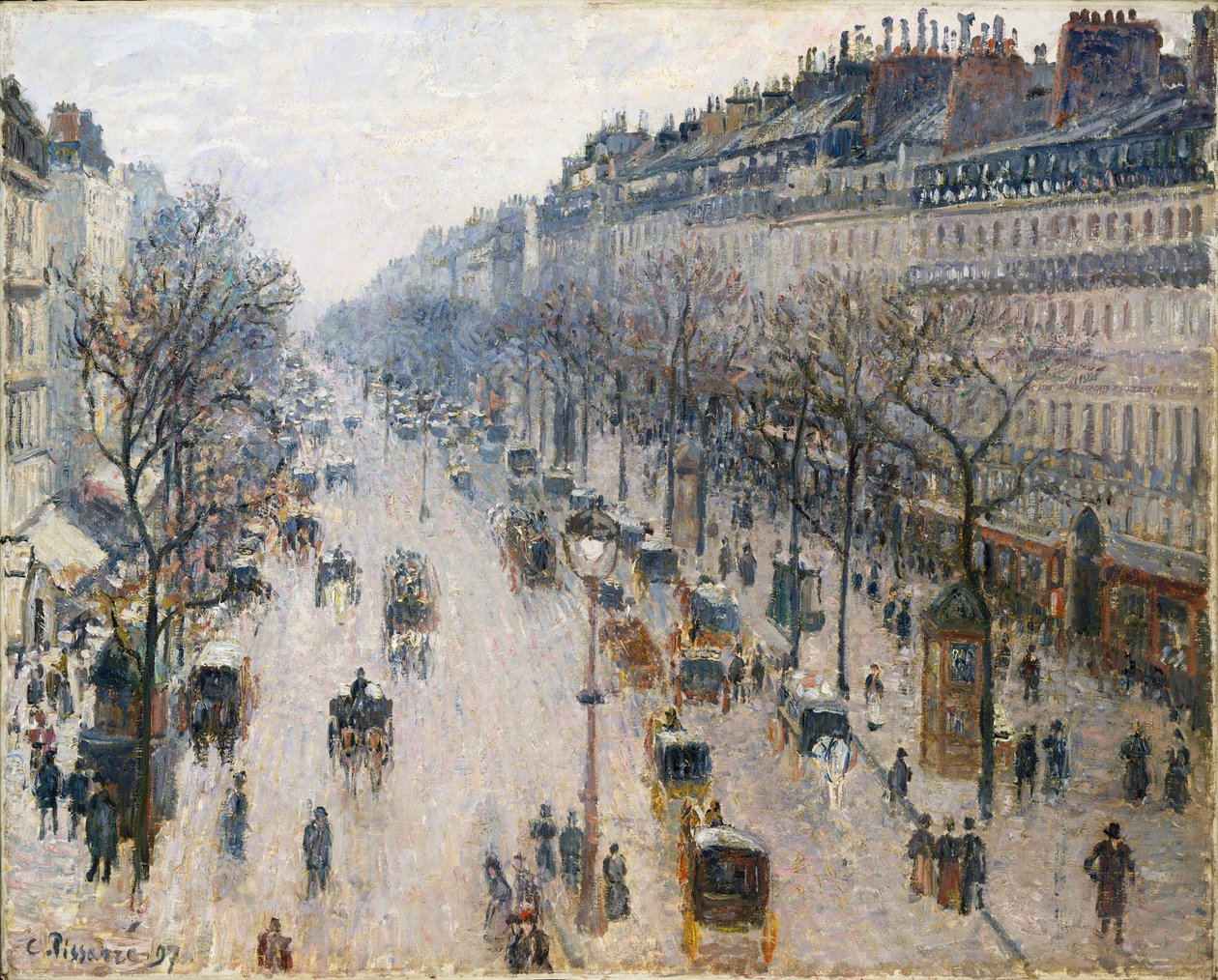 Boulevard Montmartre en vintermorgen av Camille Jacob Pissarro