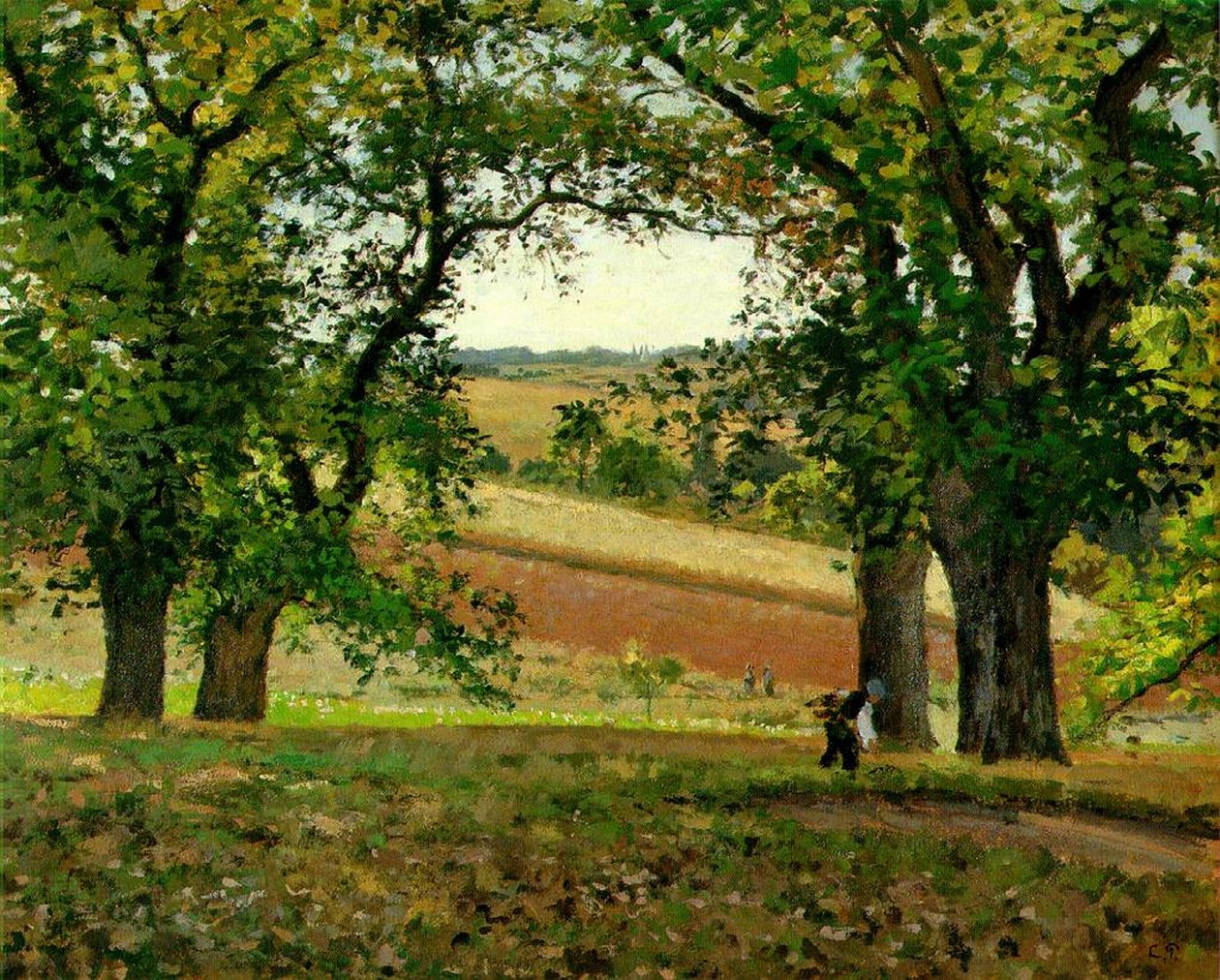 Kastanjetrær på Osny, ca. 1873 av Camille Jacob Pissarro