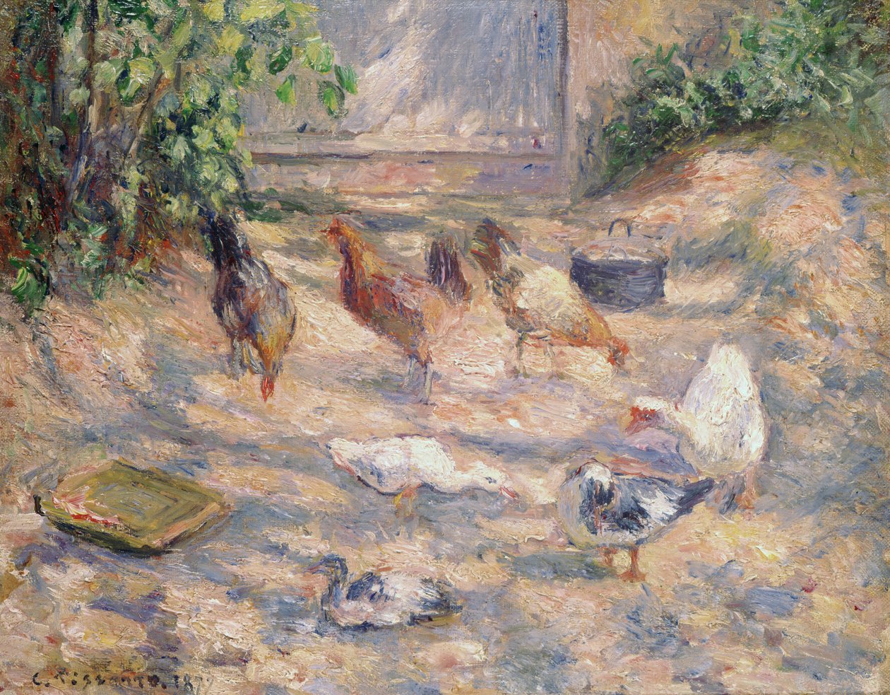 Gårdstun i Pontoise, 1877 av Camille Jacob Pissarro