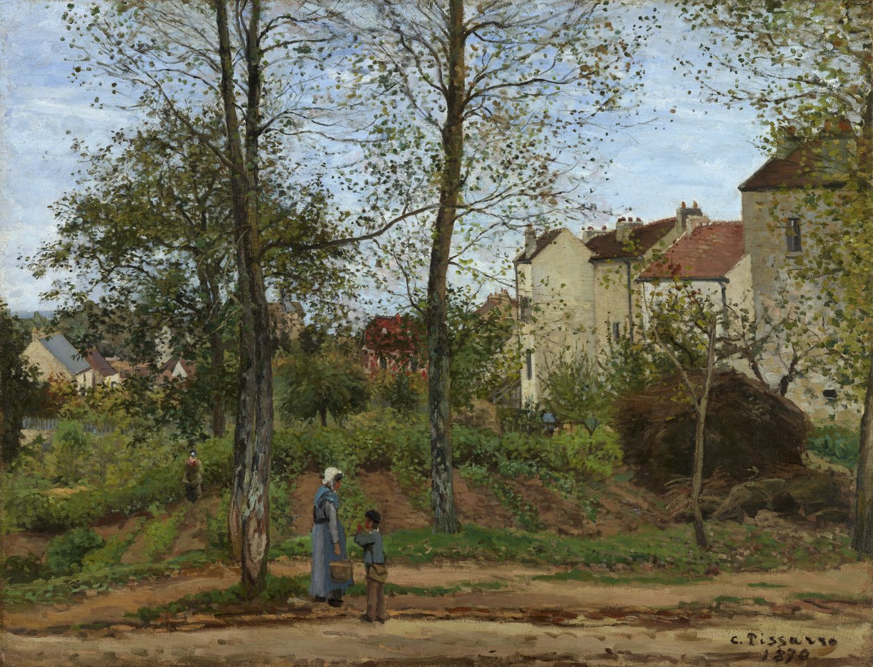 Huse i Bougival av Camille Jacob Pissarro
