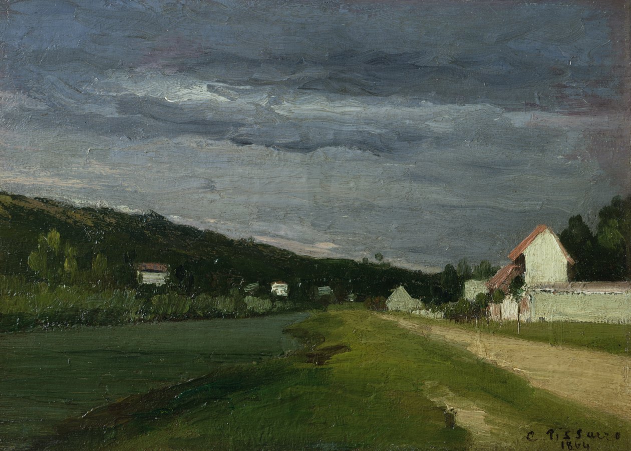 Landskap med stormfull himmel, 1864 av Camille Jacob Pissarro
