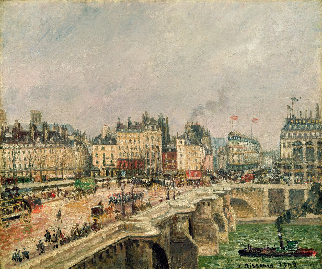 Pont Neuf, Effekt av regn, 1903 av Camille Jacob Pissarro