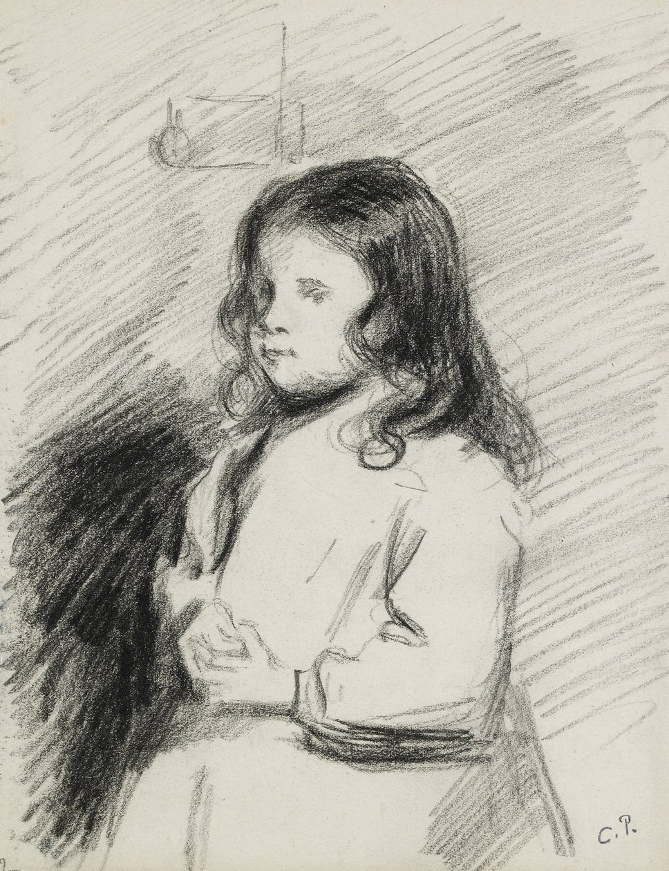 Portrett av Ludovic-Rodo Pissarro (1878-1952), ca. 1883 - 1884 (svart kritt) av Camille Jacob Pissarro