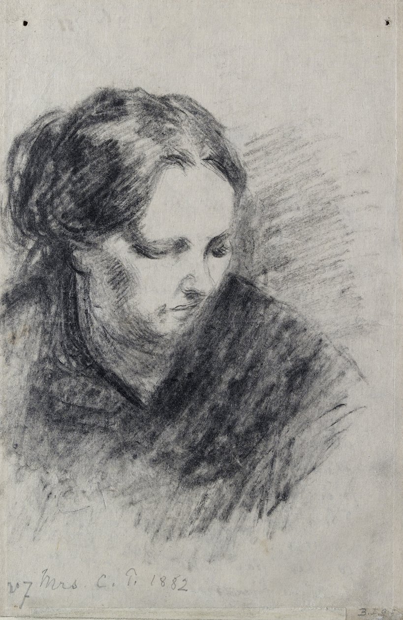 Portrett av Madame Pissarro, 1882 (svart kritt) av Camille Jacob Pissarro