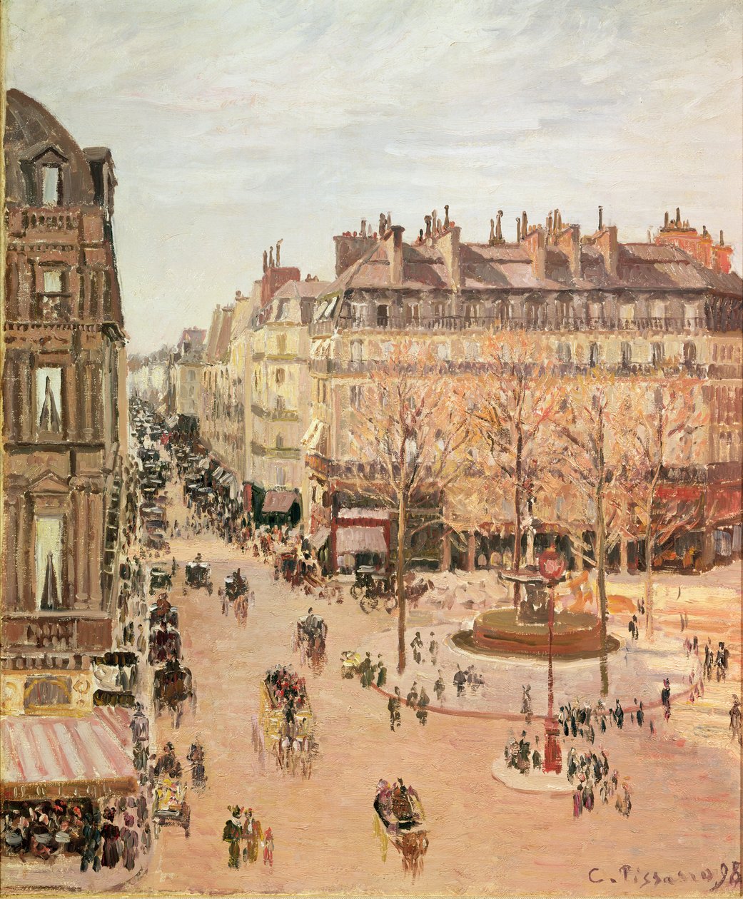 Rue Saint-Honore, Soleffekt, ettermiddag, 1898 av Camille Jacob Pissarro