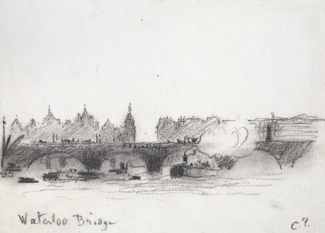 Studie av Waterloo Bridge (kull) av Camille Jacob Pissarro