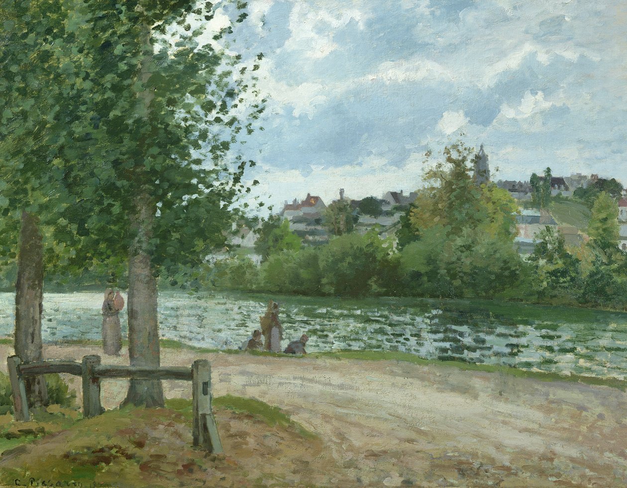 The Banks of the Oise ved Pontoise, 1870 av Camille Jacob Pissarro