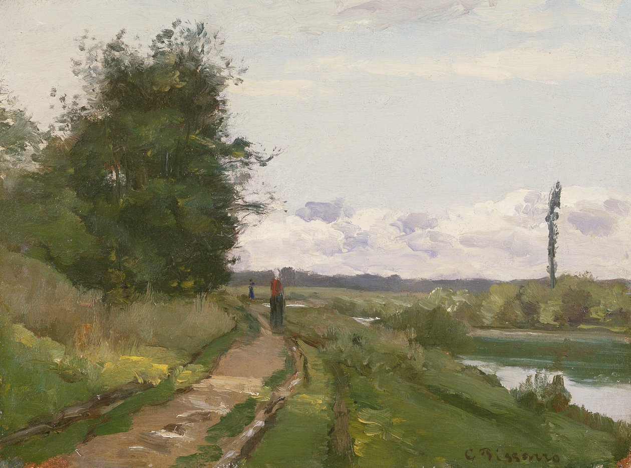 The Banks of the Seine at Bougival, 1864 av Camille Jacob Pissarro