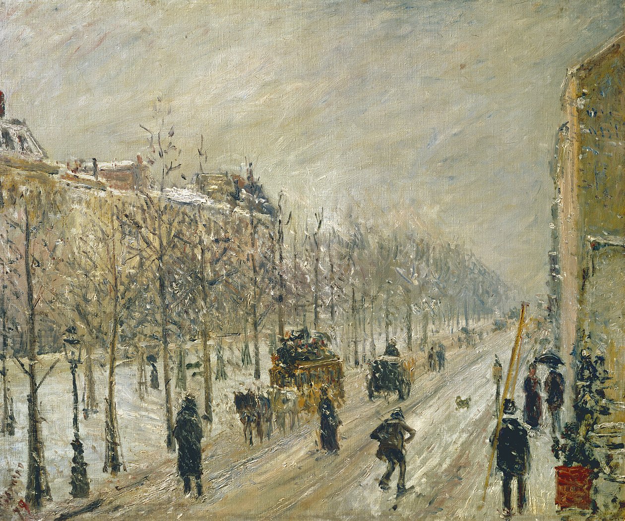 Boulevardene under snø, 1879 av Camille Jacob Pissarro