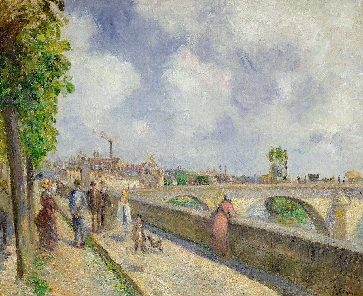 Broen ved Pontoise, 1878 av Camille Jacob Pissarro