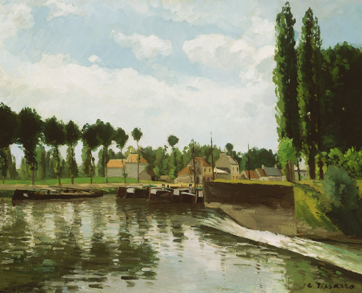Låsen ved Pontoise, 1869-70 av Camille Jacob Pissarro