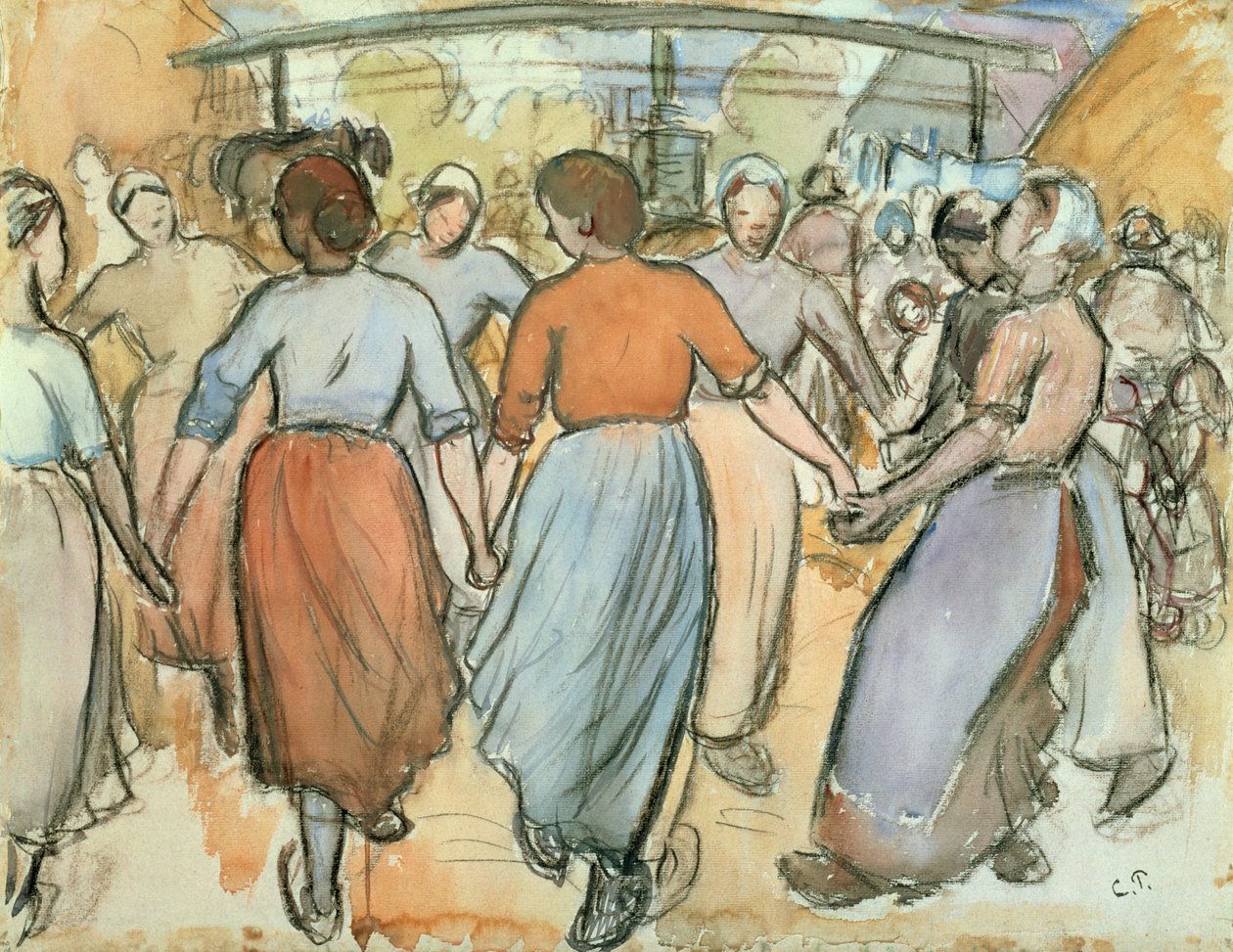 Runden, ca. 1884 av Camille Jacob Pissarro