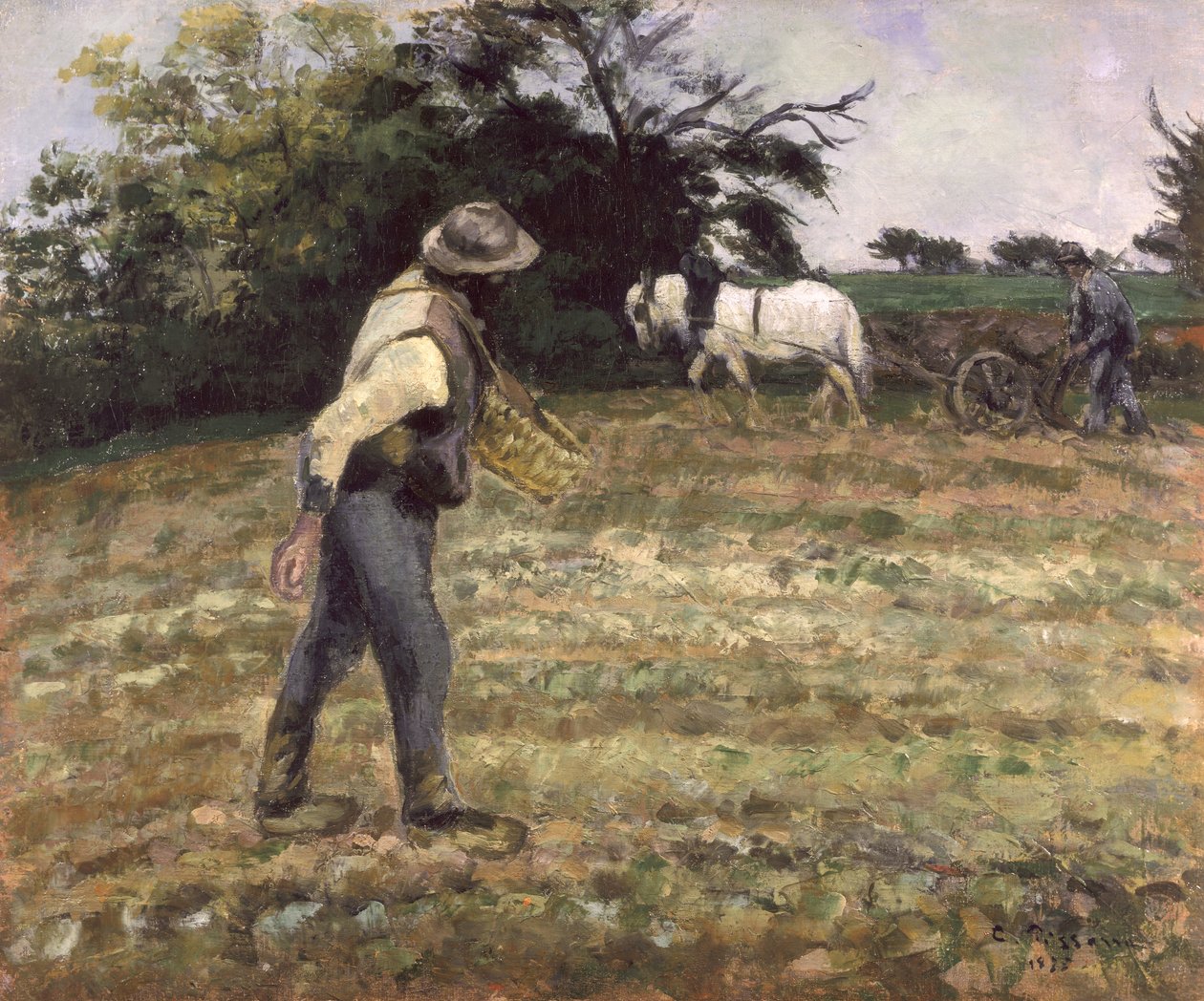 Såmannen, Montfoucault, 1875 av Camille Jacob Pissarro