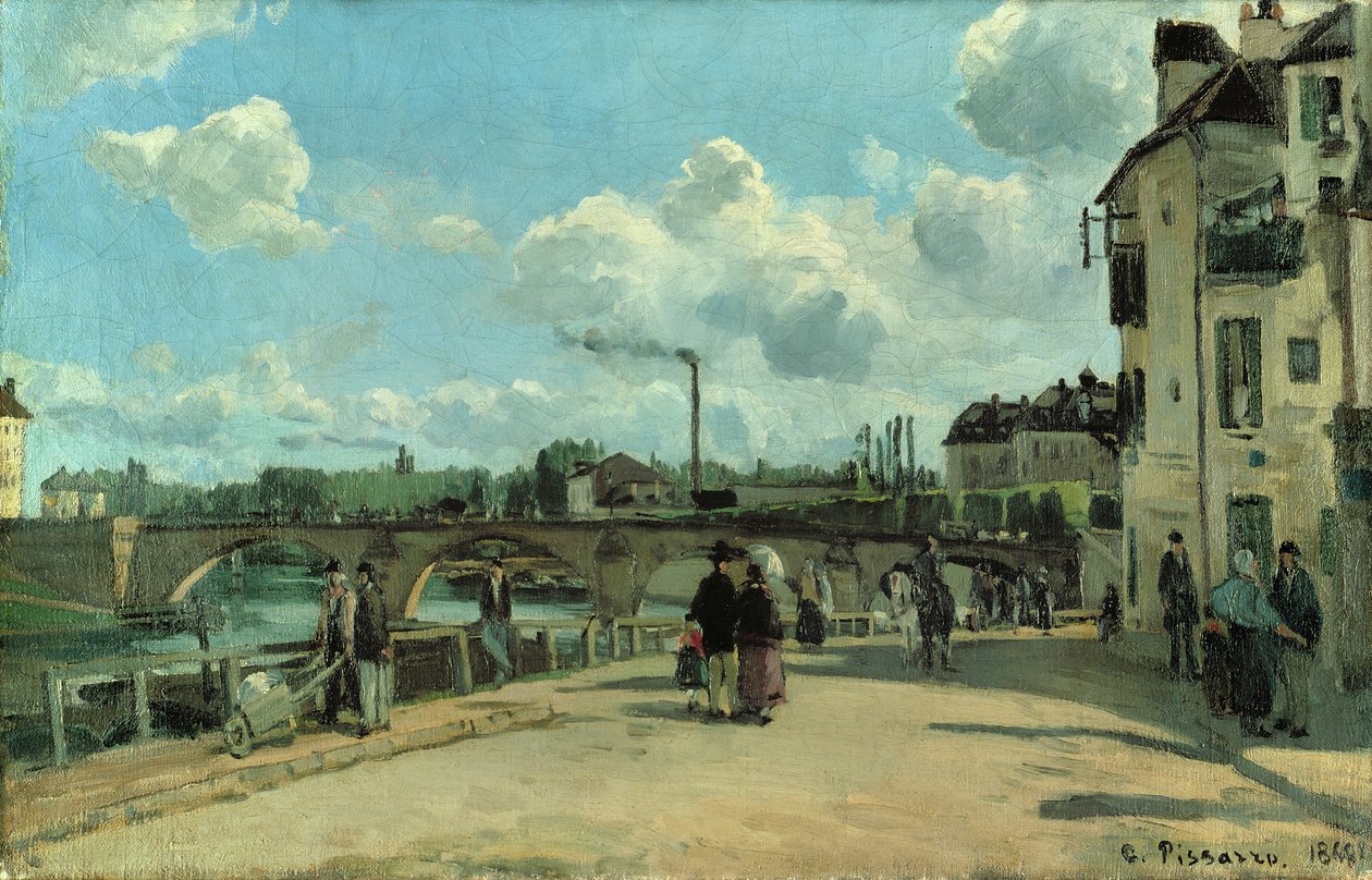 Utsikt over Pontoise: Quai au Pothuis, 1868 av Camille Jacob Pissarro