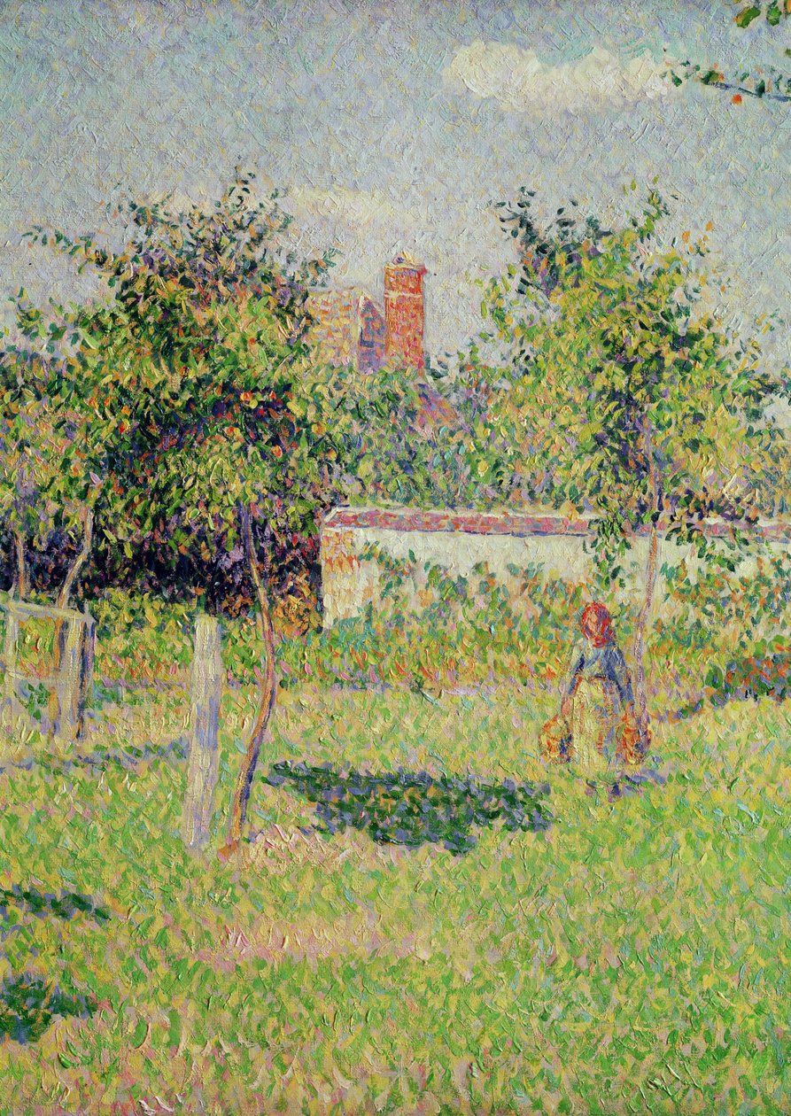 Woman in the Meadow at Eragny, Spring, 1887 detalj av 37361 olje på lerret av Camille Jacob Pissarro