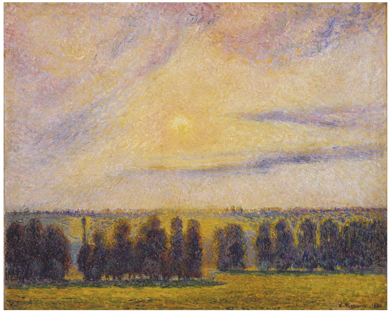 Solnedgang på Eragny av Camille Jacob Pissarro