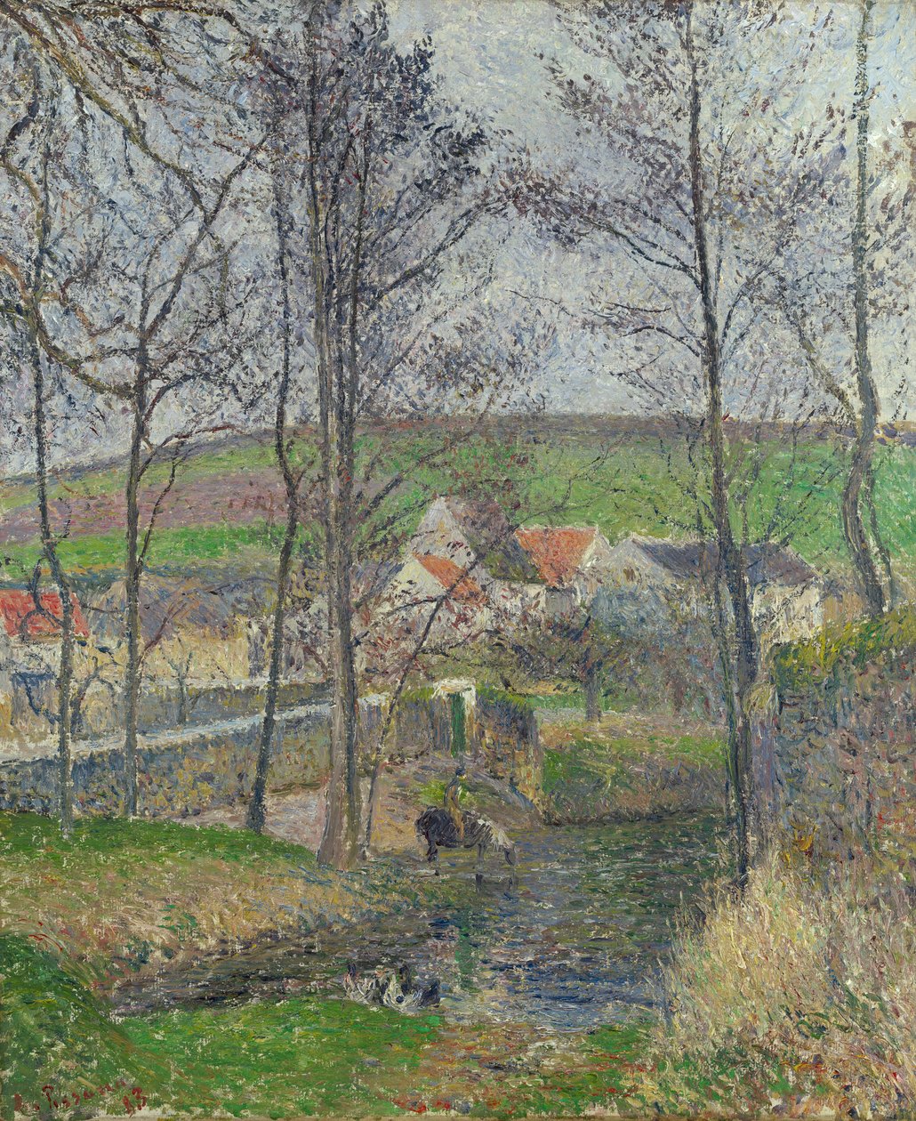 Breddene ved Viosne ved Osny i gråvær, vinter av Camille Jacob Pissarro