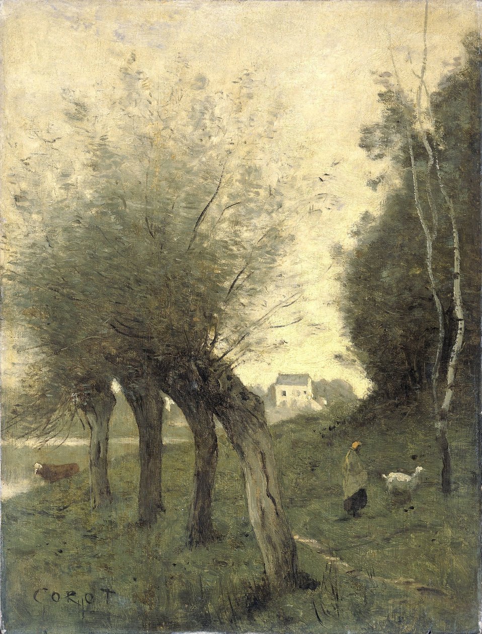 Landskap med Pollard Willows av Camille Corot