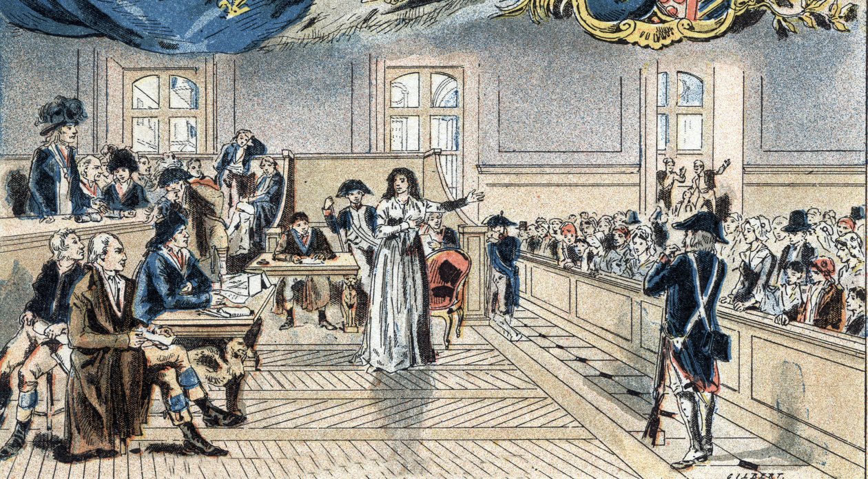 Marie Antoinette, dronning av Frankrike, for dommerne under rettssaken hennes 14. oktober 1793. av Camille Gilbert
