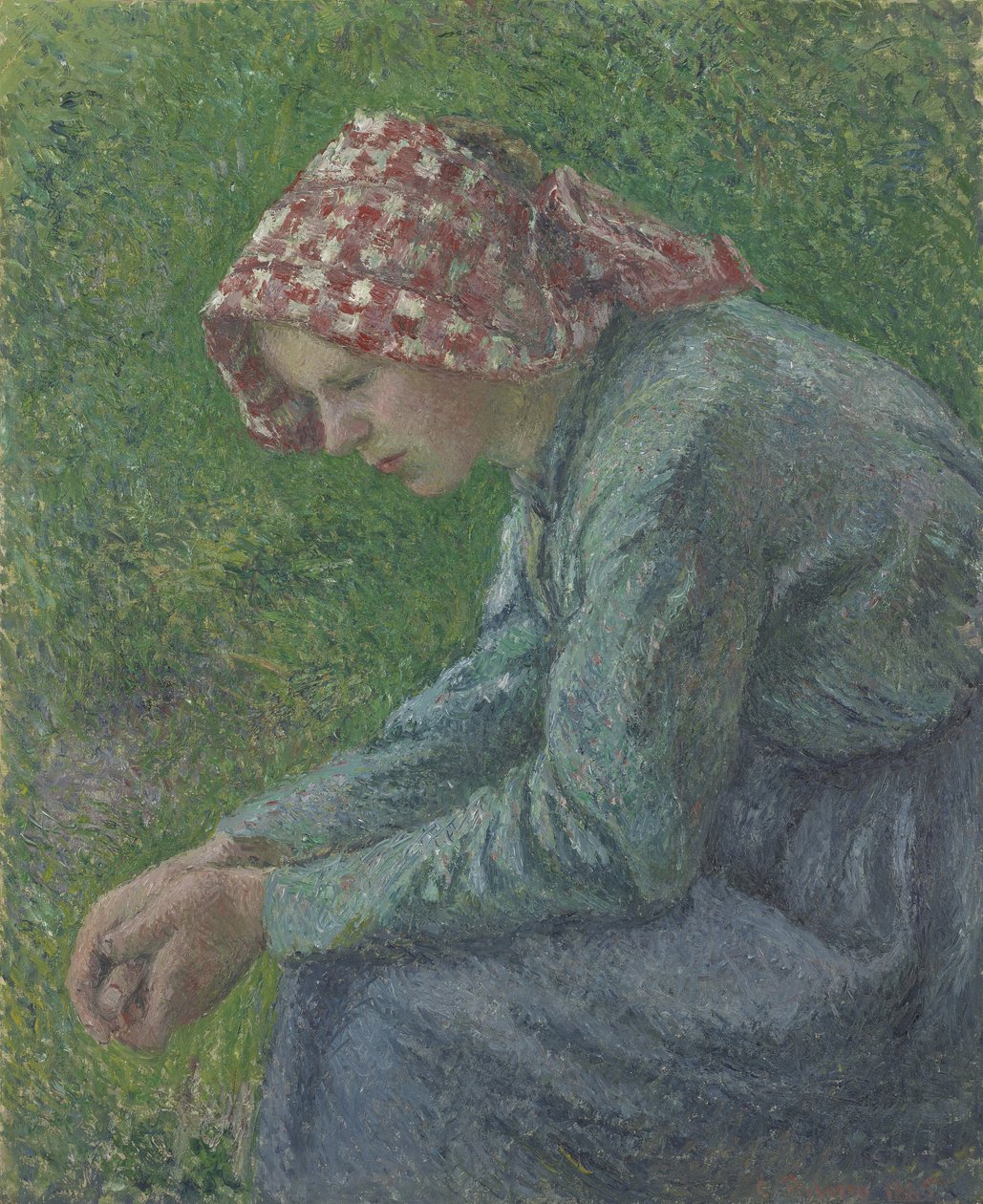 En sittende bondekvinne, 1885 av Camille Jacob Pissarro