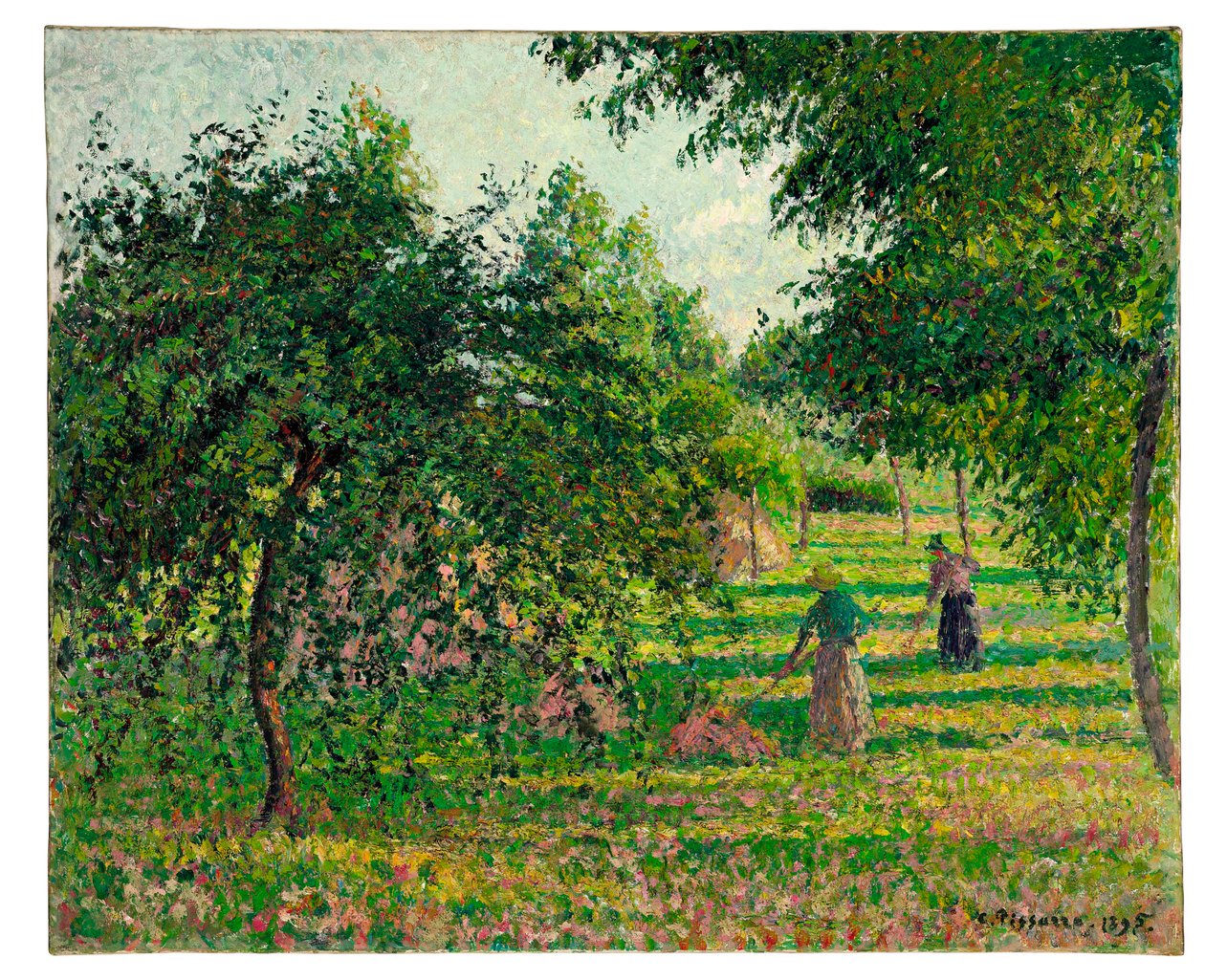 Epletrær og høyprodusenter i Eragny, 1895 av Camille Jacob Pissarro