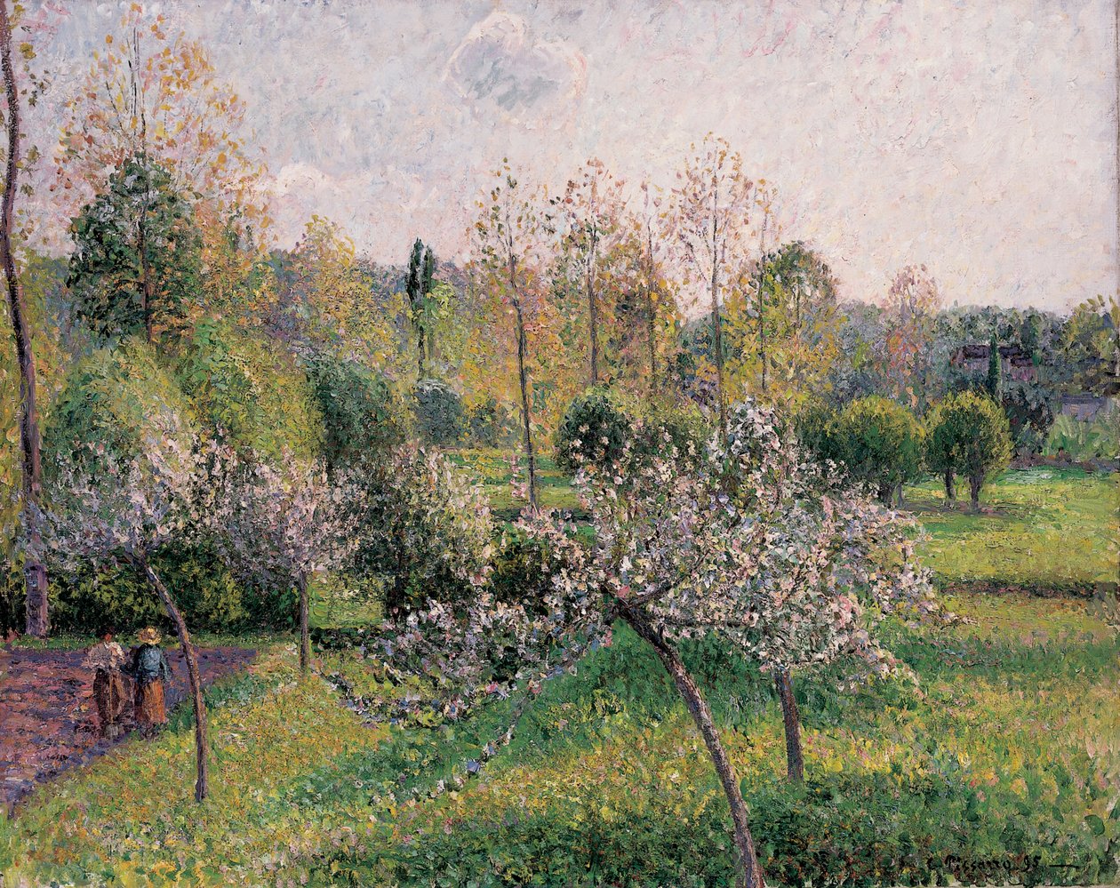 Epletrær i blomst, Eragny, 1895 av Camille Jacob Pissarro