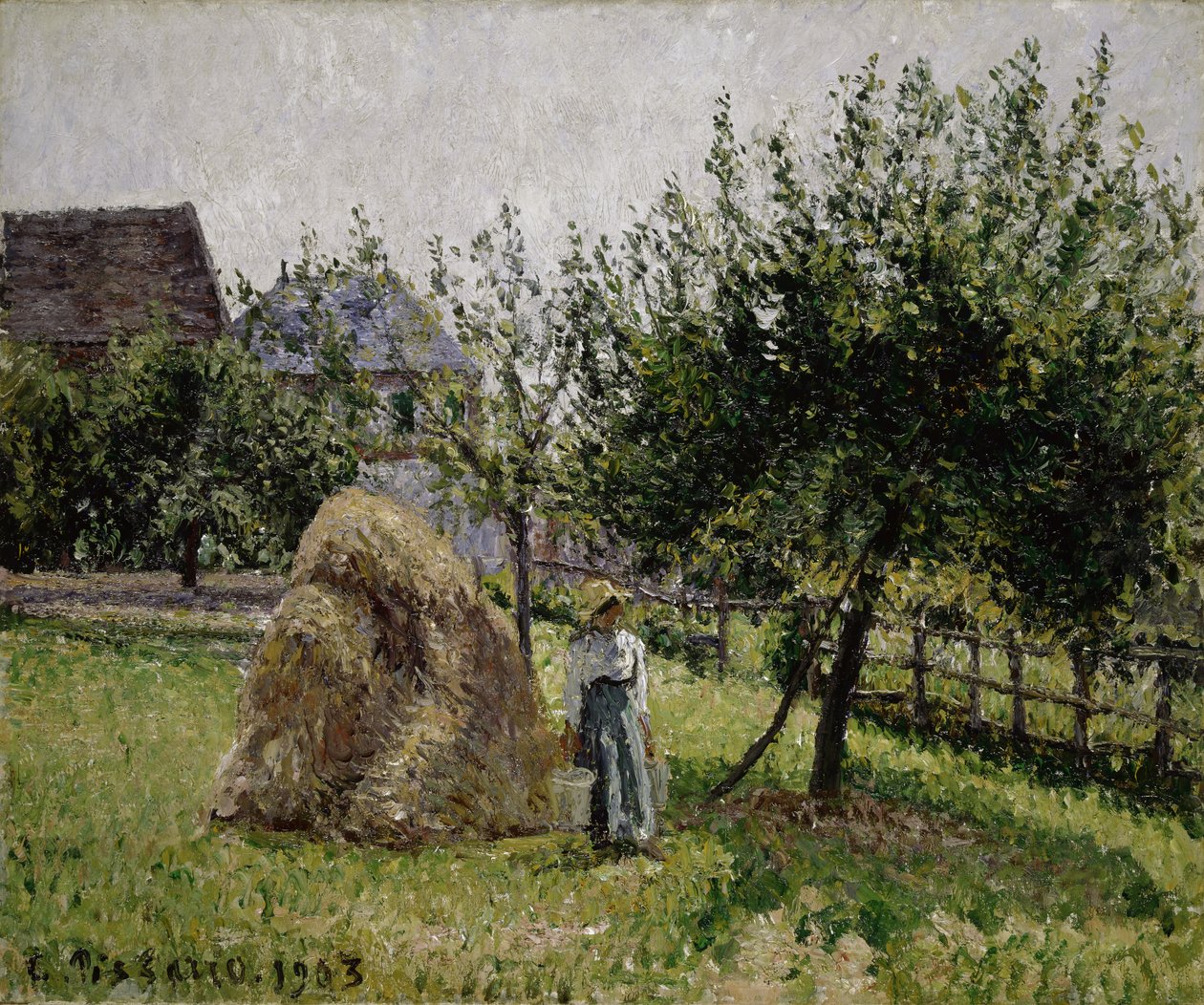 Epletrær i Eragny, Sunny Morning, 1903 av Camille Jacob Pissarro