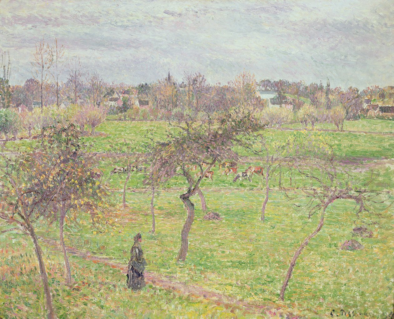 Epletrær i en eng i Eragny, 1894 av Camille Jacob Pissarro