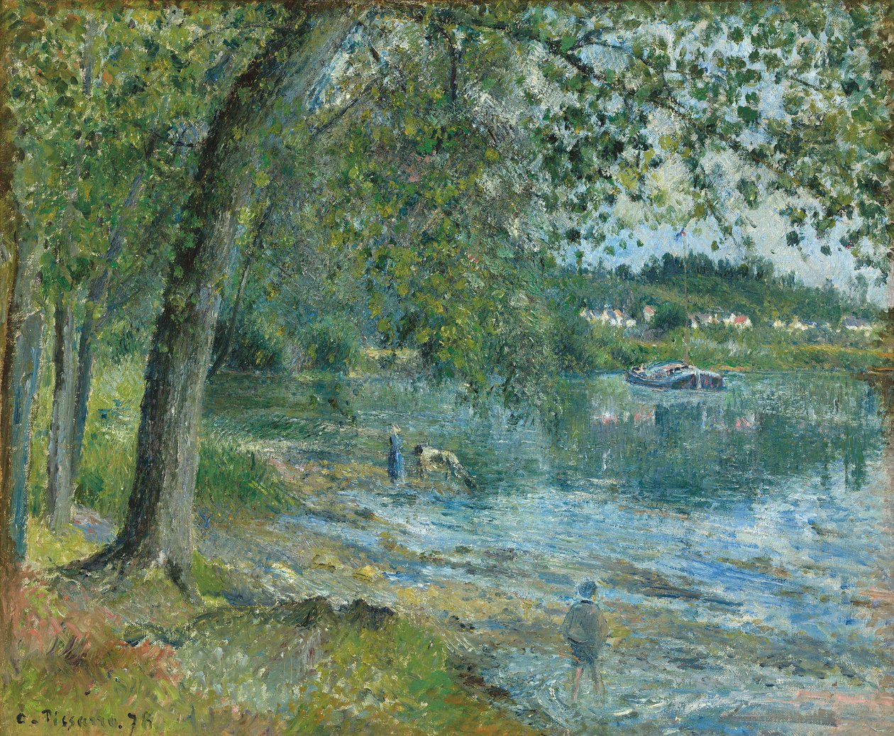 Banks of the Oise ved Auvers-sur-Oise; Banks of the Oise i Auvers-sur-Oise, 1878 av Camille Jacob Pissarro