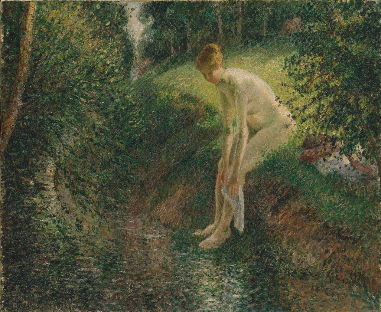 Badende i skogen, 1895 av Camille Jacob Pissarro