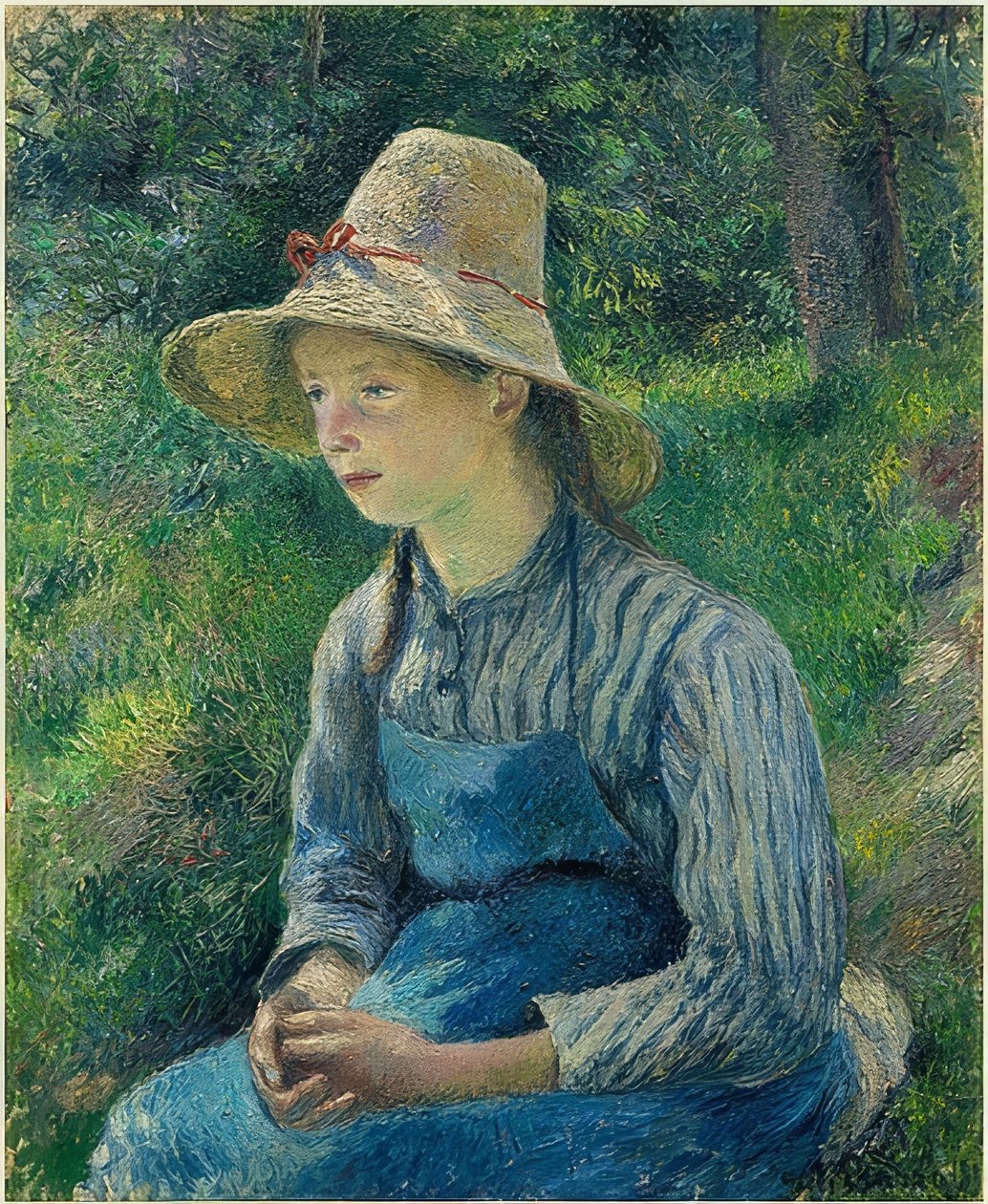 Bondepike med stråhatt. 1881 av Camille Jacob Pissarro