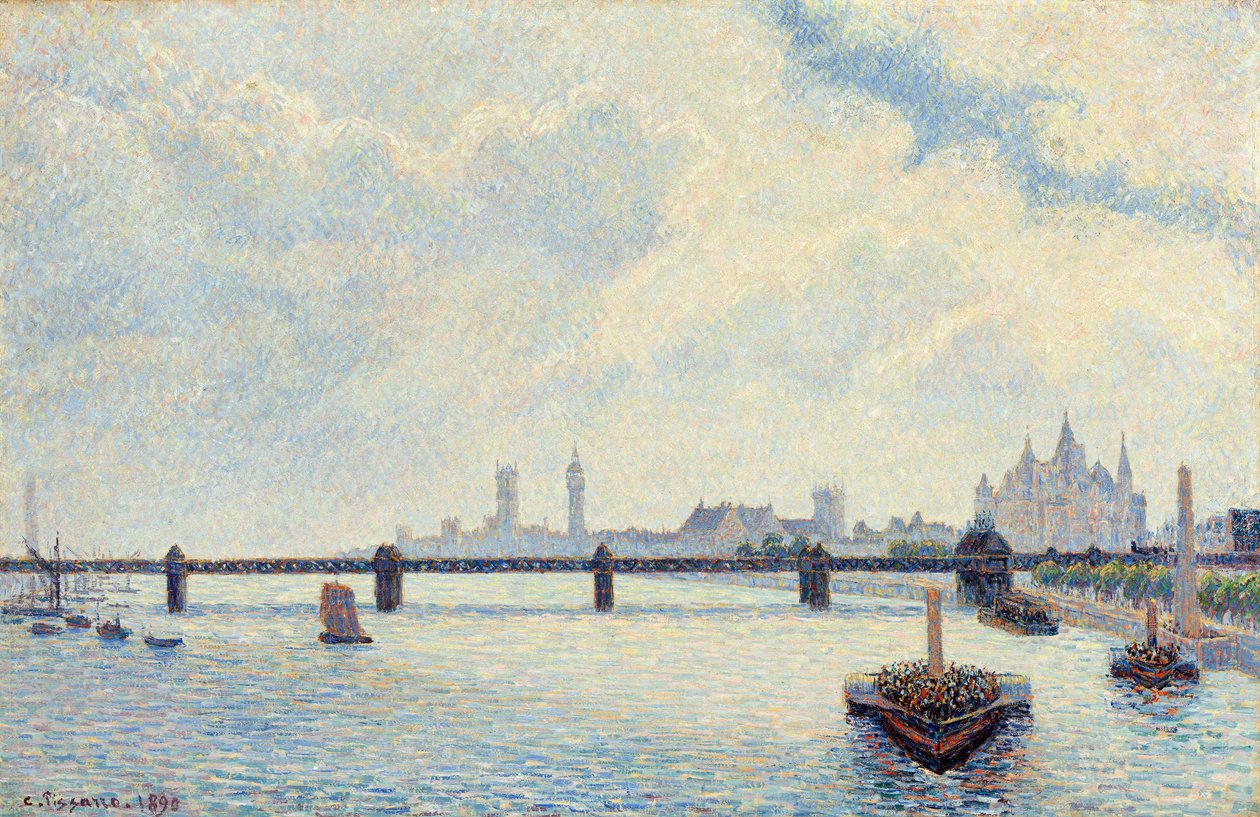 Charing Cross Bridge, London, 1890 av Camille Jacob Pissarro