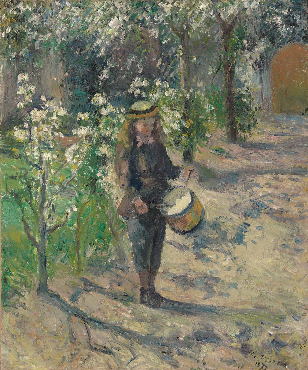 Barn med tromme; Barnet med trommelen, 1877 av Camille Jacob Pissarro
