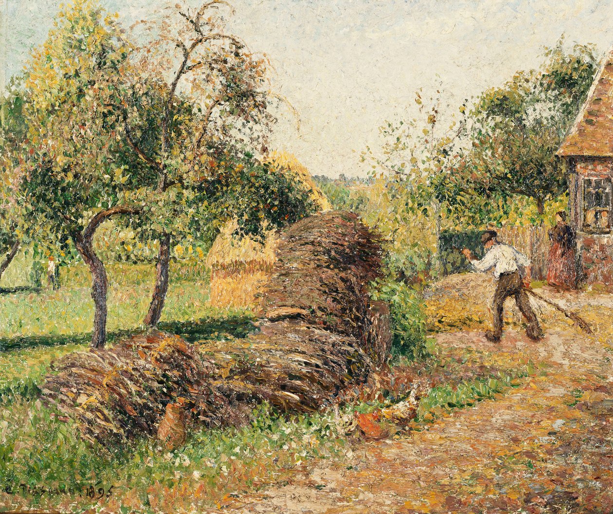 Retten til moren Lucien, Eragny; La Cour de la Mere Lucien, Eragny, 1895 av Camille Jacob Pissarro