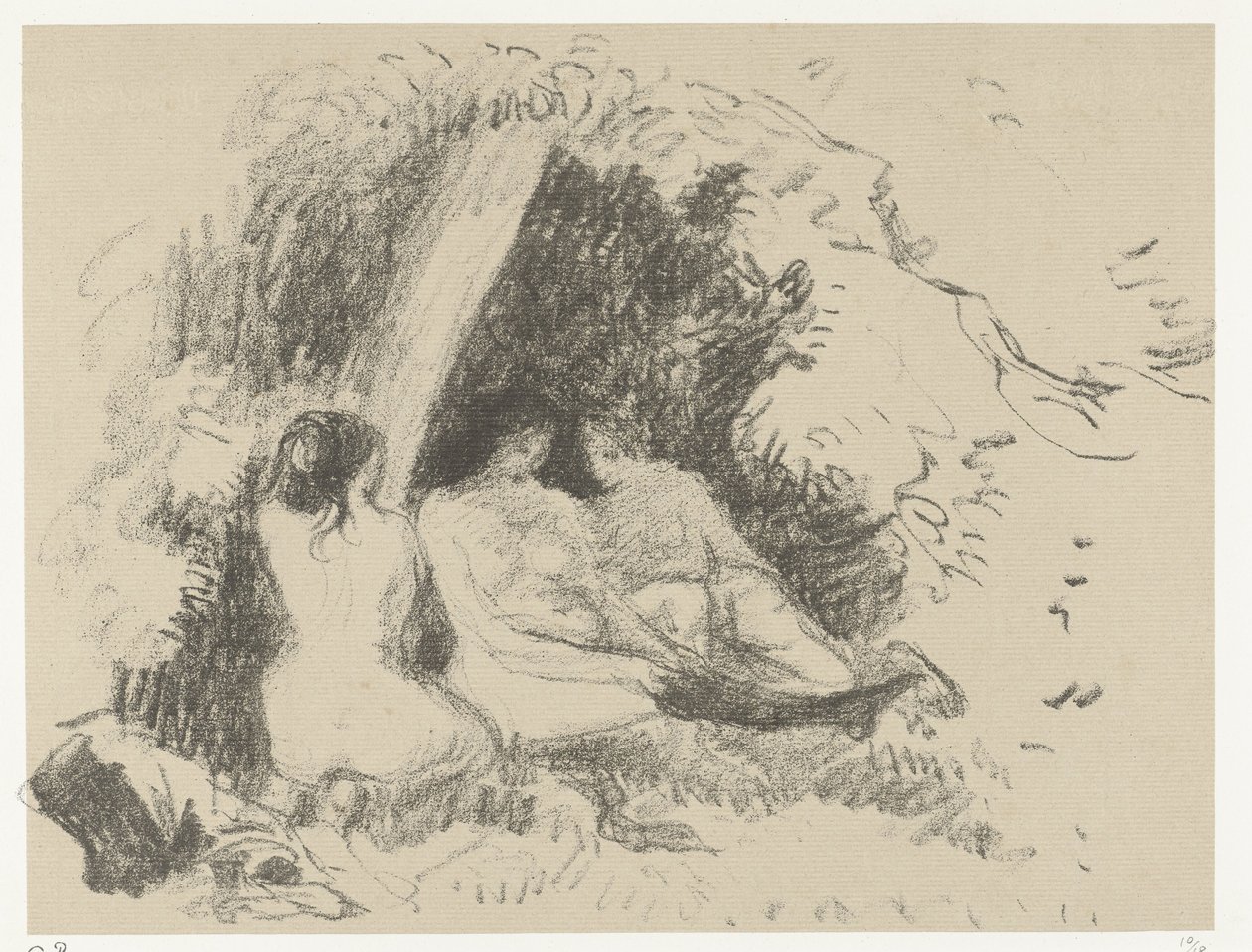 Tre nakne kvinner Femmes nues av Camille Jacob Pissarro