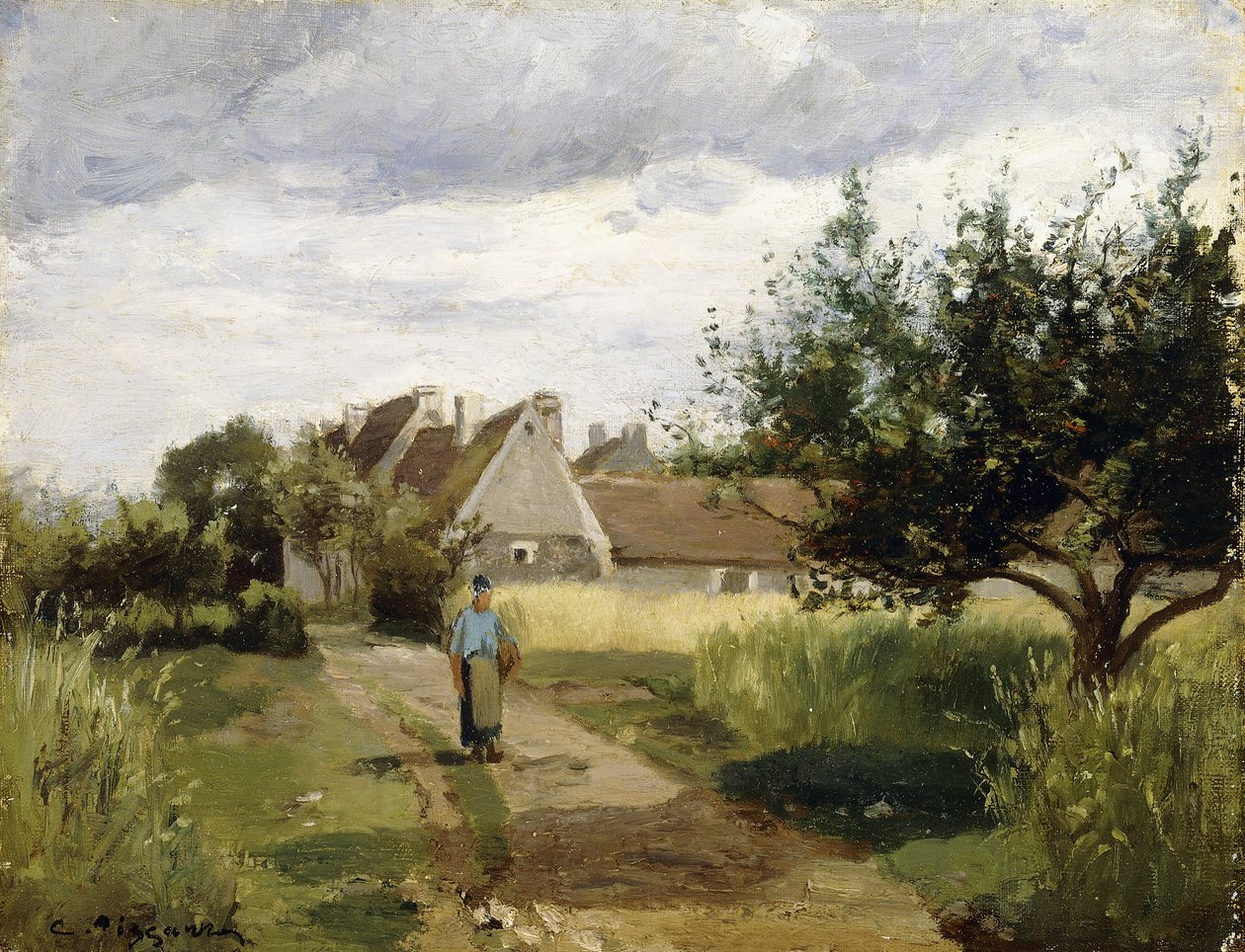 Inngangen til en landsby, ca. 1863 av Camille Jacob Pissarro