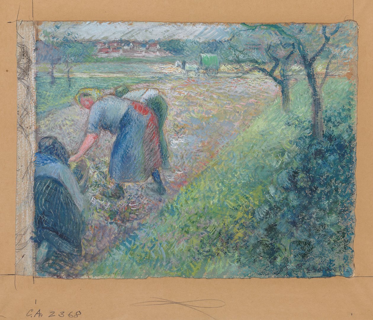 Feltarbeidere, Pontoise; Feltarbeidere, Pontoise, 1880 av Camille Jacob Pissarro